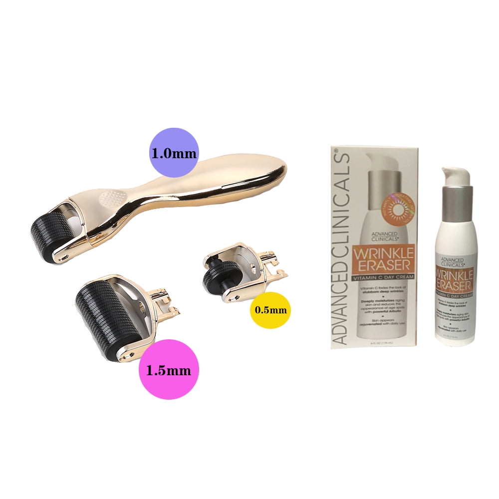 Titanium Micro Needle Roller Derma Anti Acne Scars Stretch Marks Age Spots 2.0mm Skin Brightening Serum with Kojic Acid for Treatment of Hyperpigmentation and Dark Spots, 1 Fl. Oz.
